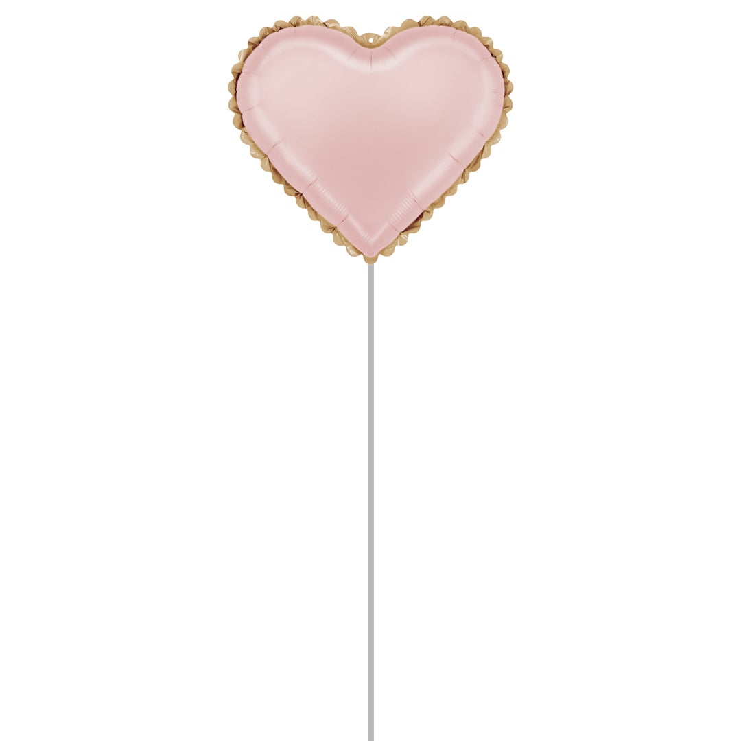 Lace Rose Pink Heart Shaped Foil Balloon - Inflated Balloon In A Box Product Gallery Image