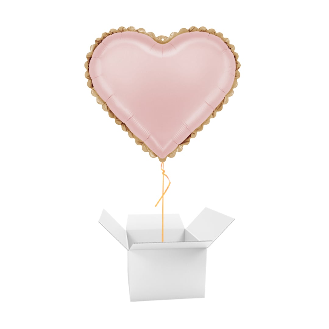 Lace Rose Pink Heart Shaped Foil Balloon - Inflated Balloon In A Box
