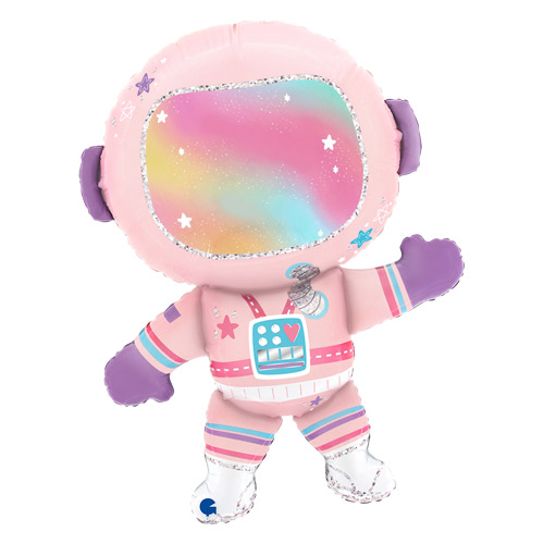 Lady Astronaut Pink Giant Helium Foil Balloon 71cm / 28 in Product Gallery Image
