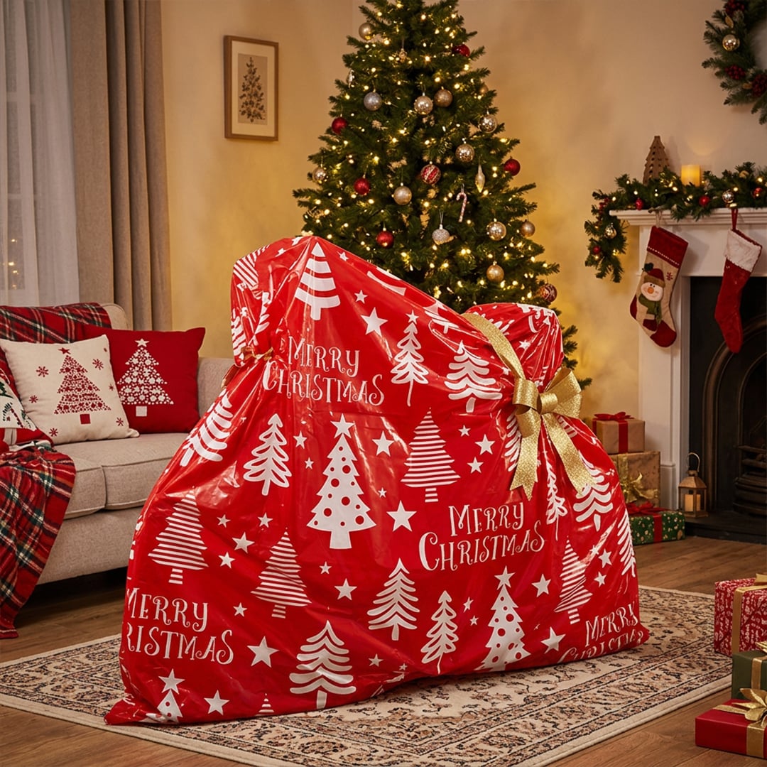 Large Bike Christmas Present Plastic Red Gift Sack 130cm