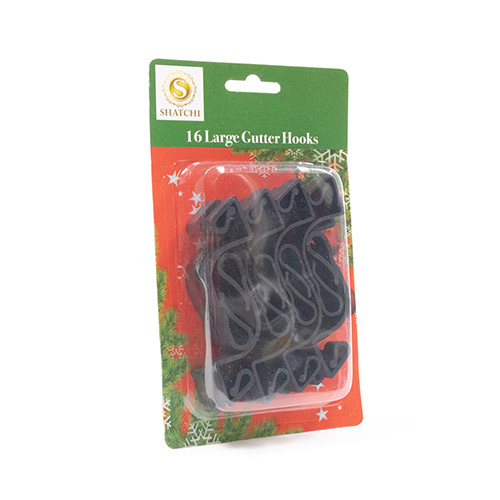 Large Black Gutter Hooks for Outdoor Lights - Pack of 16 Product Gallery Image