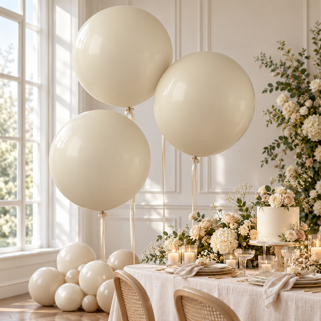 Latte Beige Jumbo Latex Balloon 79cm / 31 in - Single View 2