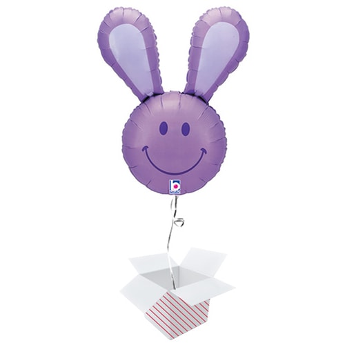 Lavender Smiling Bunny Easter Helium Foil Giant Balloon - Inflated Balloon in a Box Product Gallery Image