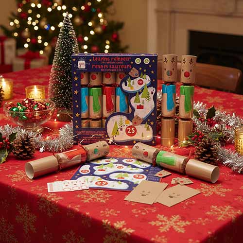 Leaping Reindeer Game Christmas Crackers 30cm / 12 in - Pack of 6