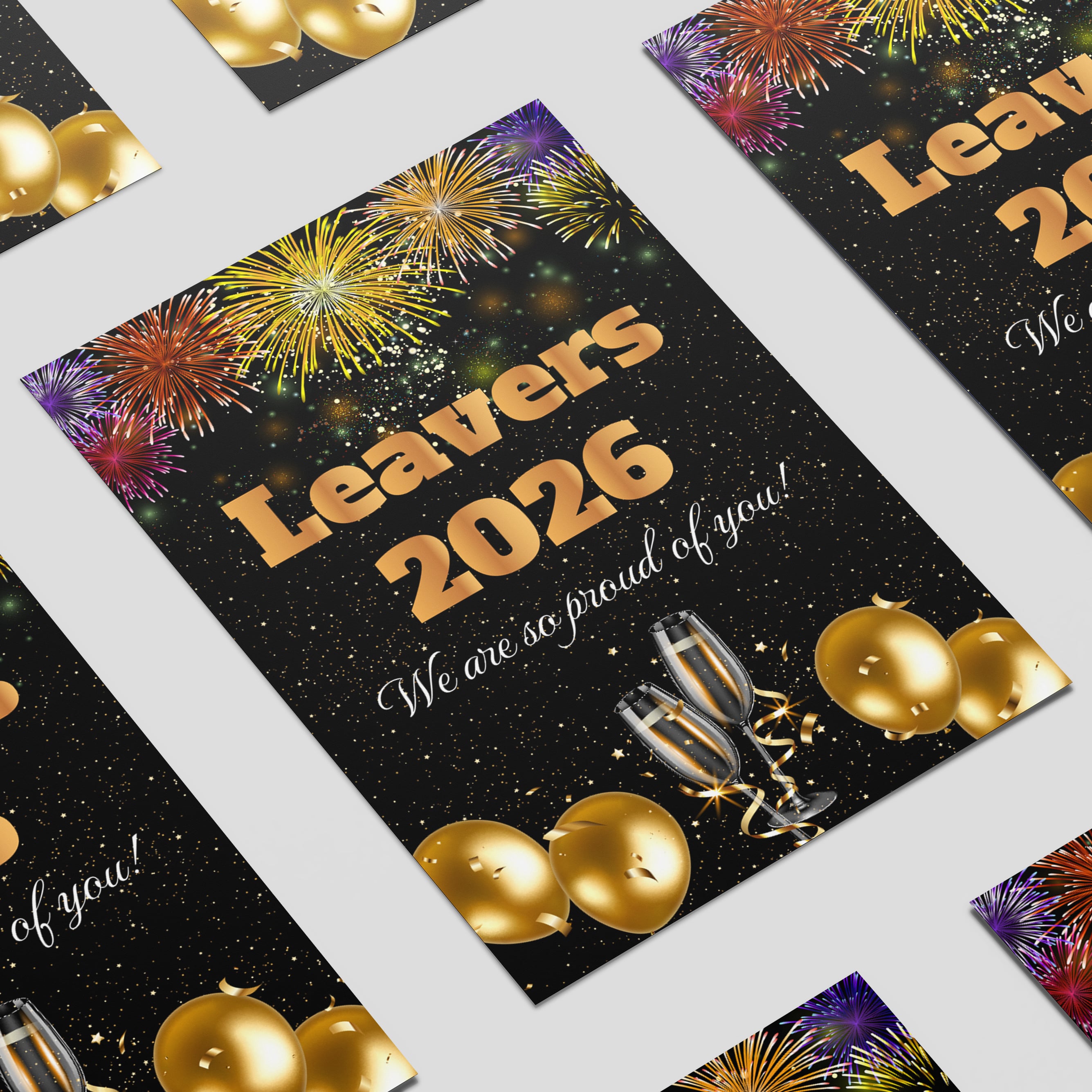 Leavers 2026 Fireworks Design Poster PVC Party Sign Decoration