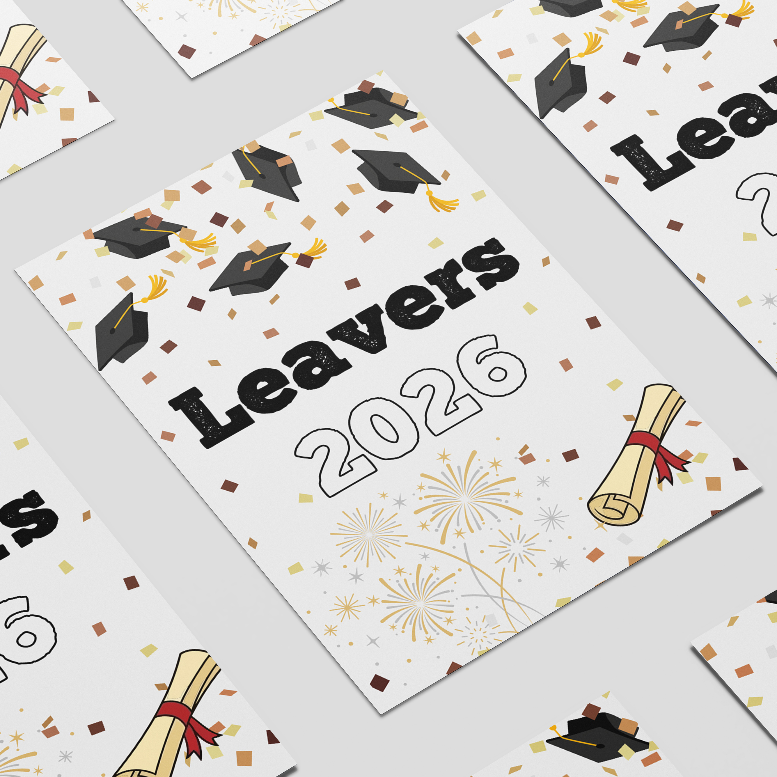 Leavers 2026 Grad Caps Design Poster PVC Party Sign Decoration