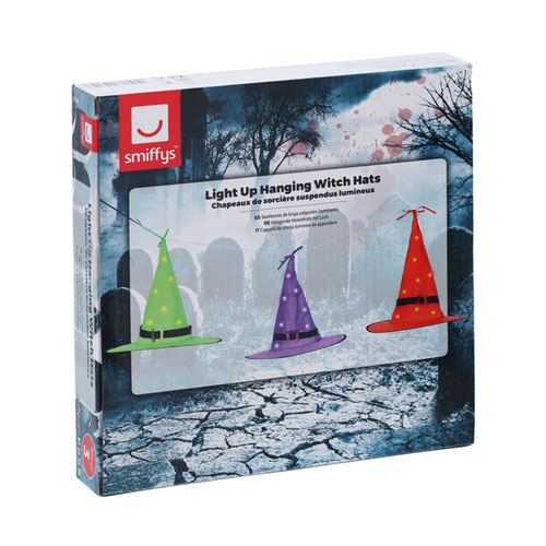 LED Light Up Floating Witch Hats Halloween Hanging Decoration 169cm Product Gallery Image