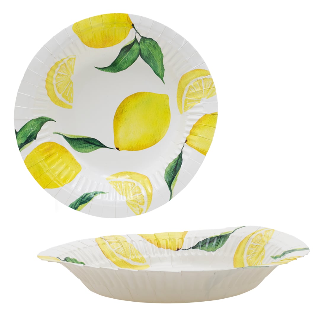 Lemon Fruit Design Paper Bowls 19cm - Pack of 8
