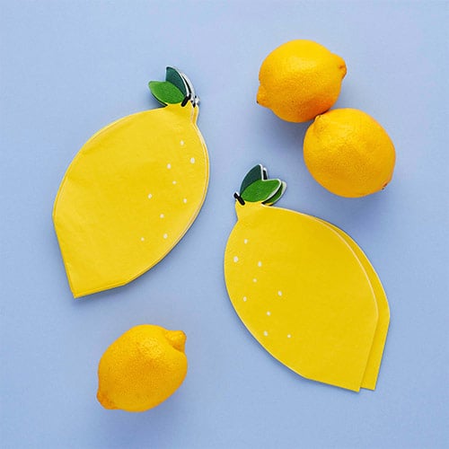 Lemon Fruit Shaped Luncheon Paper Napkins 3 Ply 22cm - Pack of 16 Product Gallery Image