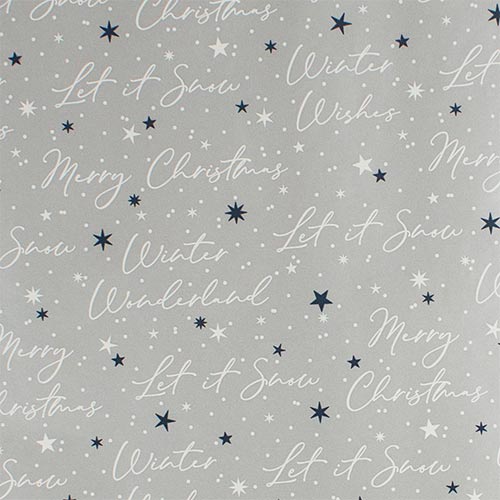 Let It Snow Silver Christmas Gift Wrapping Paper Roll 4m View 4