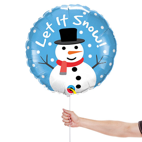 Let It Snow Snowman Blue Christmas Round Foil Helium Balloon 46cm / 18 in Product Gallery Image