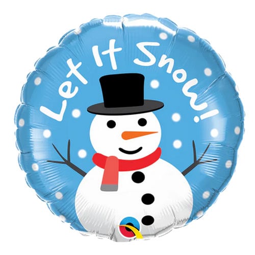 Let It Snow Snowman Blue Christmas Round Foil Helium Balloon 46cm / 18 in Product Gallery Image
