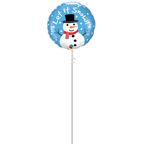 Let It Snow Snowman Blue Christmas Round Foil Helium Balloon - Inflated Balloon in a Box Product Gallery Image