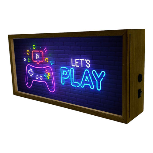 Let's Play LED Light Box Wood Room Sign Product Gallery Image
