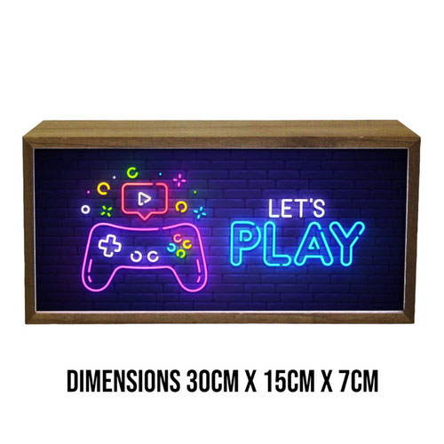 Let's Play LED Light Box Wood Room Sign Product Gallery Image