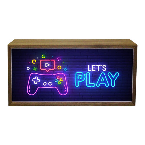 Let's Play LED Light Box Wood Room Sign Product Gallery Image