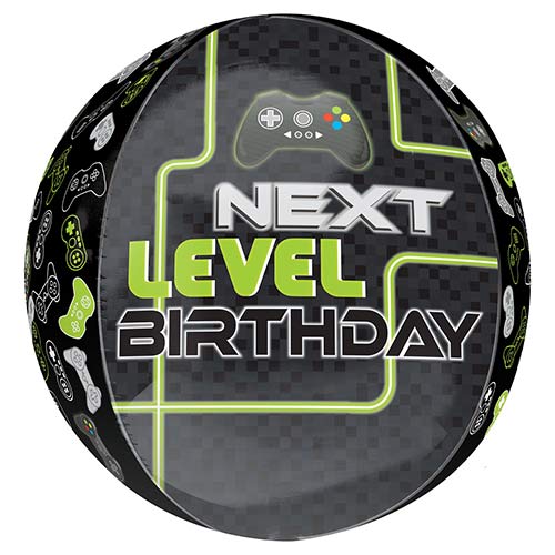 Level Up Birthday Orbz Foil Helium Balloon 38cm / 15 in Product Gallery Image