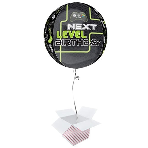 Level Up Birthday Orbz Foil Helium Balloon - Inflated Balloon in a Box Product Gallery Image