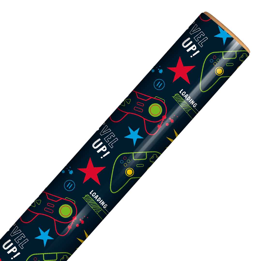 Level Up Gamer Gift Wrapping Paper Roll 3m Product Gallery Image