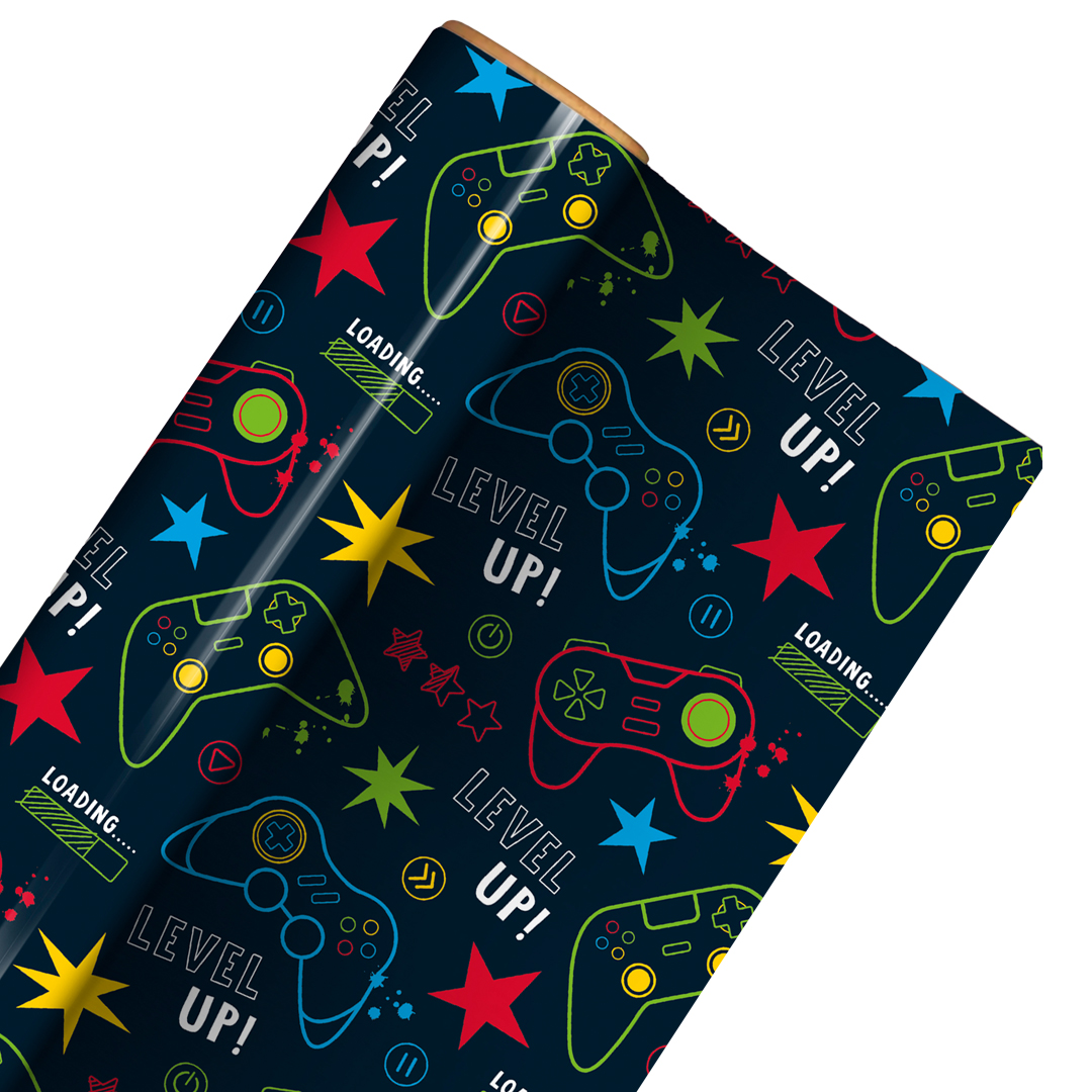 Level Up Gamer Gift Wrapping Paper Roll 3m Product Gallery Image