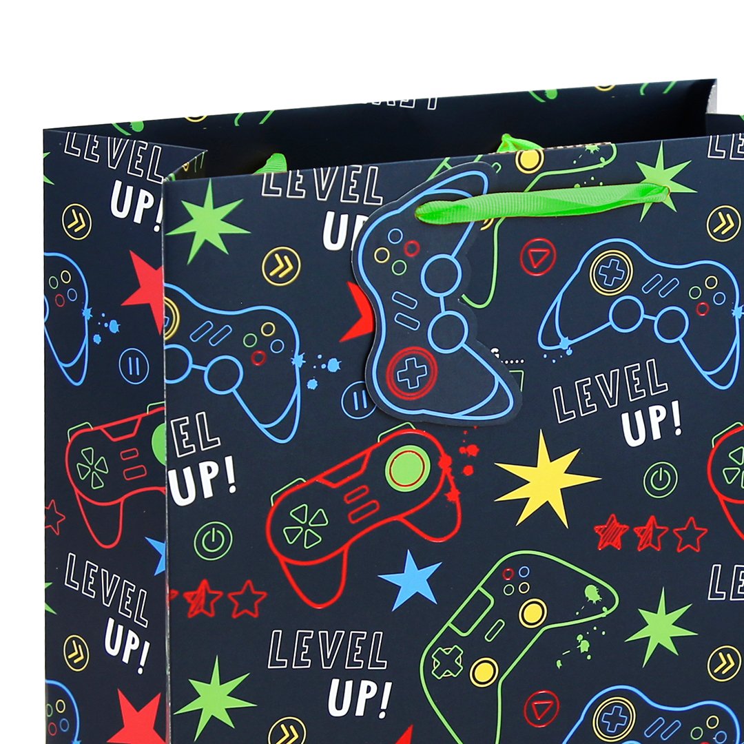Level Up Gamer Large Navy Blue Gift Bag 33cm Product Gallery Image
