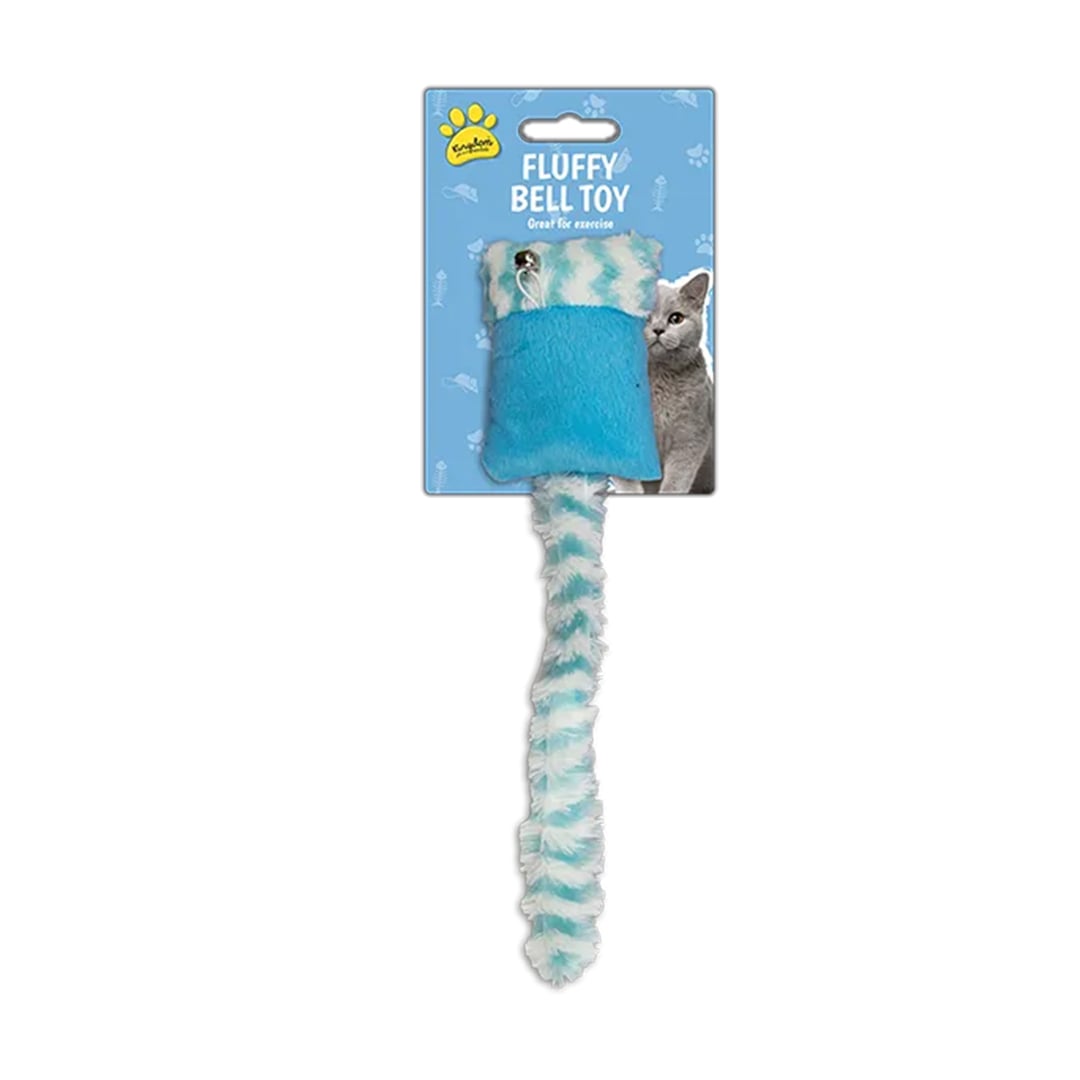 Light Blue Fluffy Tail Bell Cat Toy