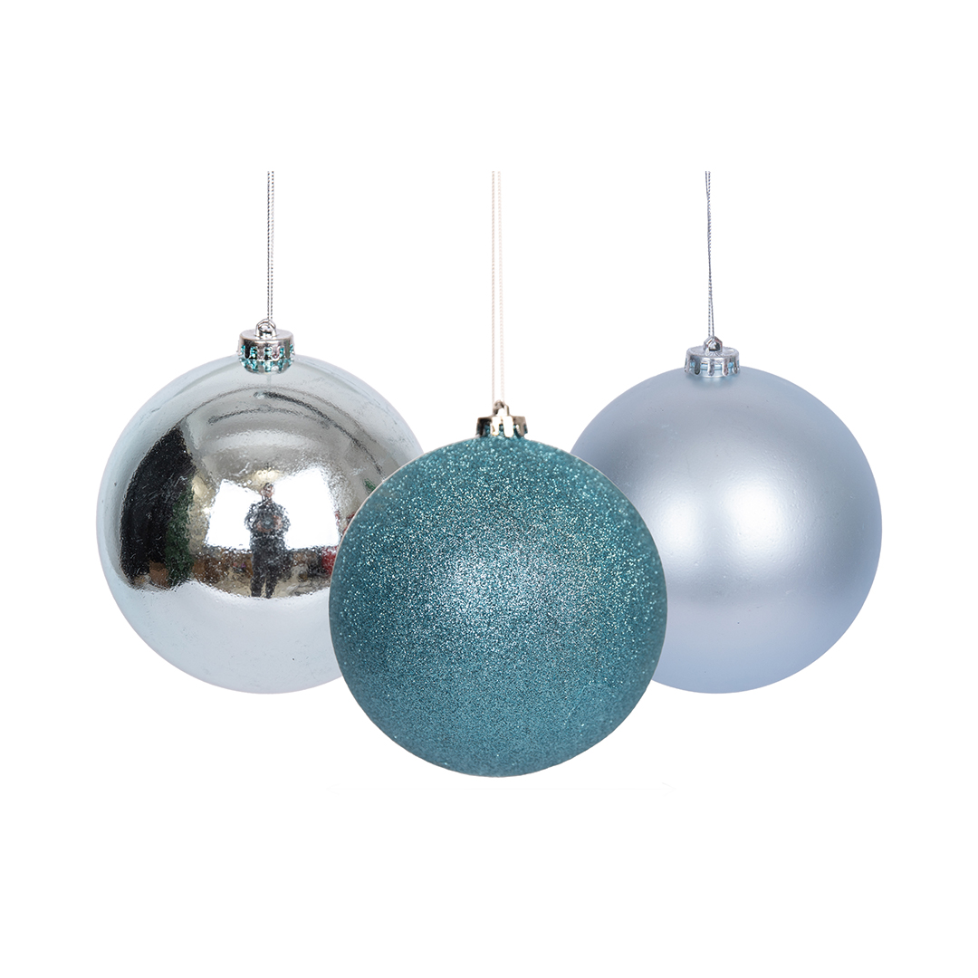 Light Blue Shatterproof Christmas Baubles 6cm - Pack of 6 Product Gallery Image