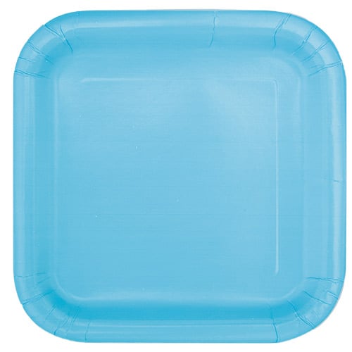Light Blue Square Paper Plates 22cm - Pack of 14 Product Image