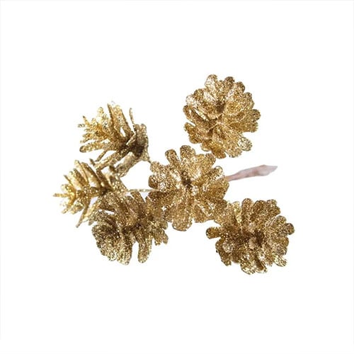 Light Gold Glitter Pinecone Bunch Artificial Plant Decoration 13cm Product Gallery Image