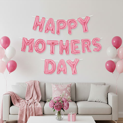 Light Pink Happy Mothers Day Spellout Air Fill Foil Balloon Banner Kit