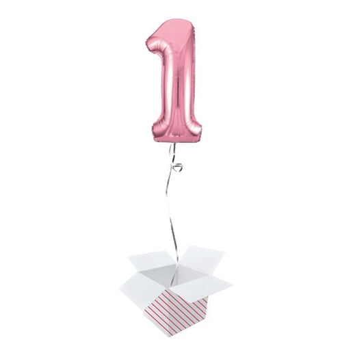 Light Pink Number 1 Helium Foil Giant Balloon - Inflated Balloon in a Box Product Gallery Image
