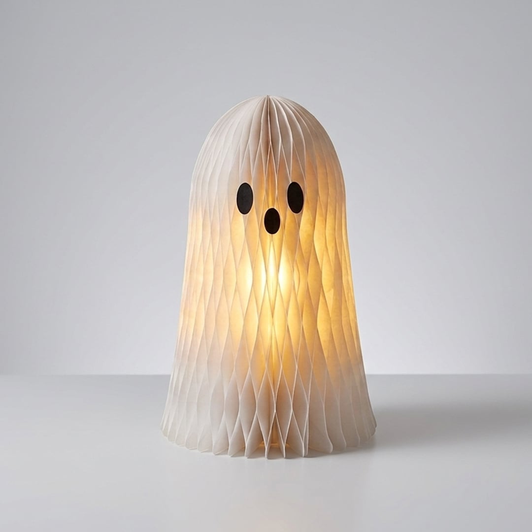 Light Up Ghost Paper Halloween Table Decoration 50cm View 2