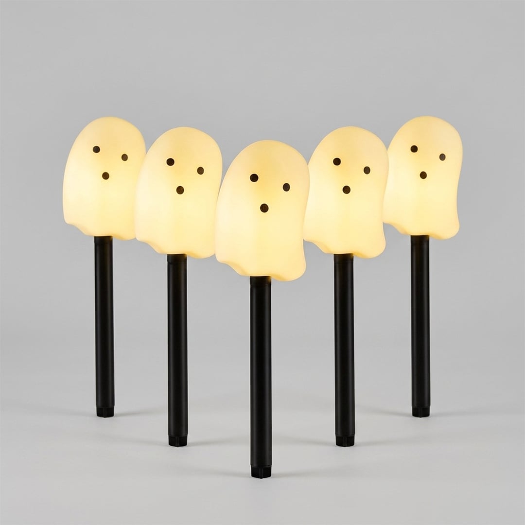 Light Up Ghost Stakes Halloween Garden Decorations - Pack of 5 View 2