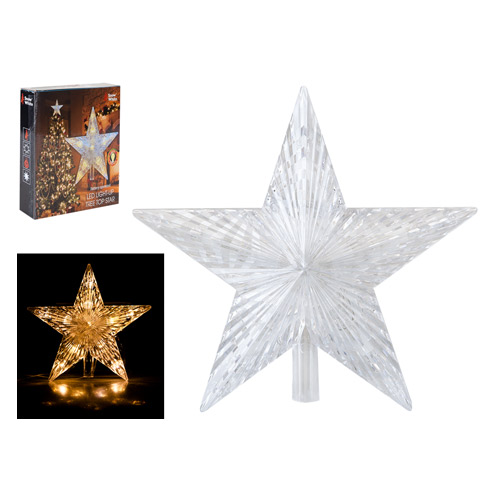 Warm White Light Up LED Star Christmas Tree Topper Decoration