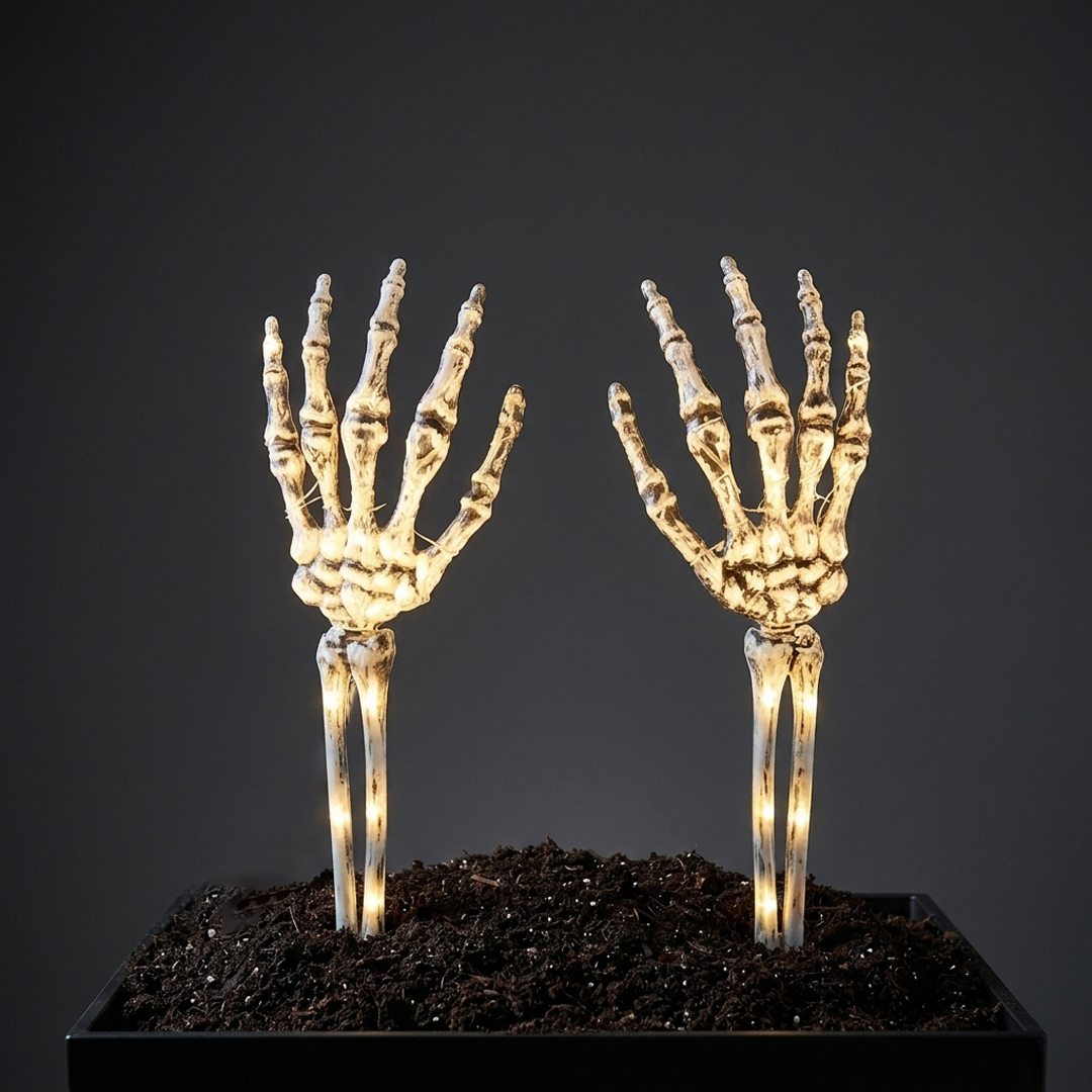 Light Up Skeleton Arms Stake Halloween Garden Decoration