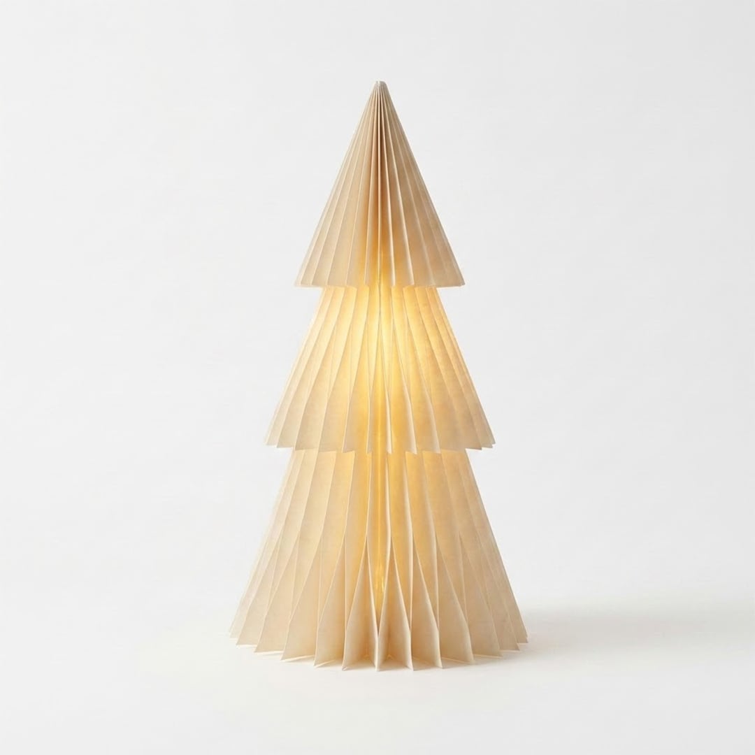 Light Up White Christmas Tree Paper Table Decoration 50cm