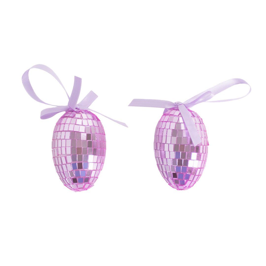 Lilac Disco Easter Eggs Hanging Decorations - Pack of 2