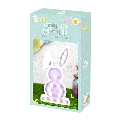 Lilac Easter Bunny Wooden LED Light Decoration 32.5cm Product Gallery Image