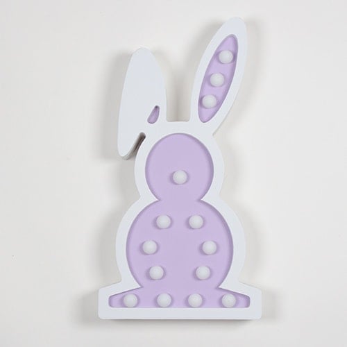 Lilac Easter Bunny Wooden LED Light Decoration 32.5cm Product Gallery Image