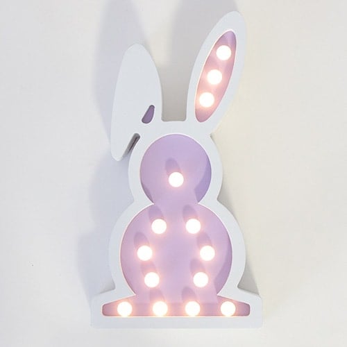 Lilac Easter Bunny Wooden LED Light Decoration 32.5cm Product Gallery Image