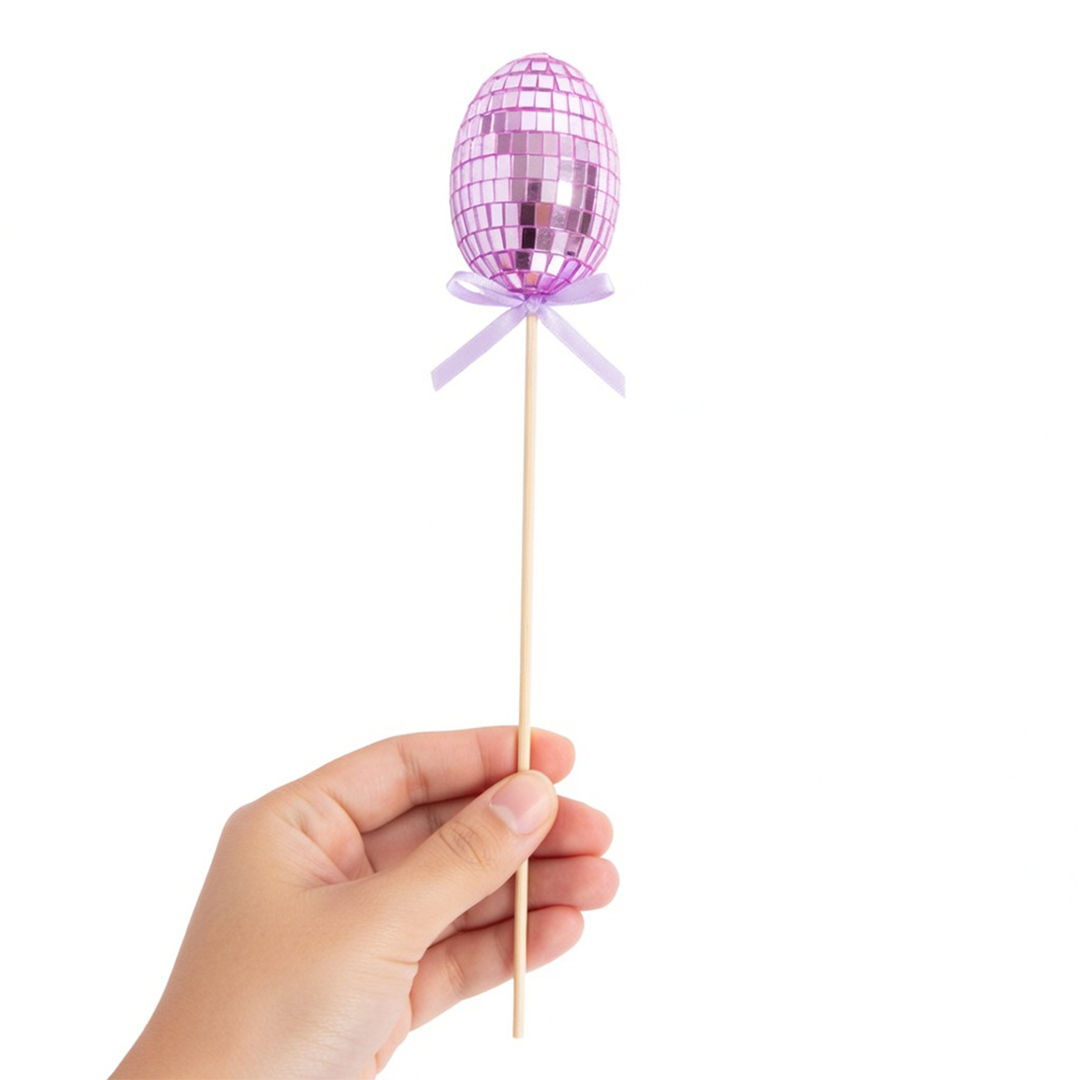 Lilac Easter Disco Egg Pick Decoration 28cm Product Gallery Image