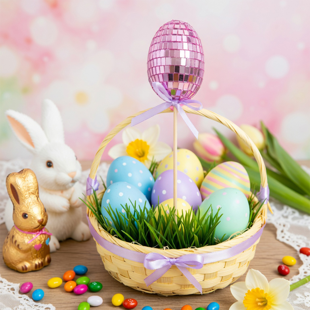 Lilac Easter Disco Egg Pick Decoration 28cm Product Gallery Image