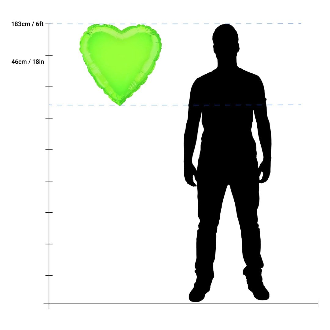 Lime Green Heart Shape Foil Helium Balloon 46cm / 18 in Product Gallery Image