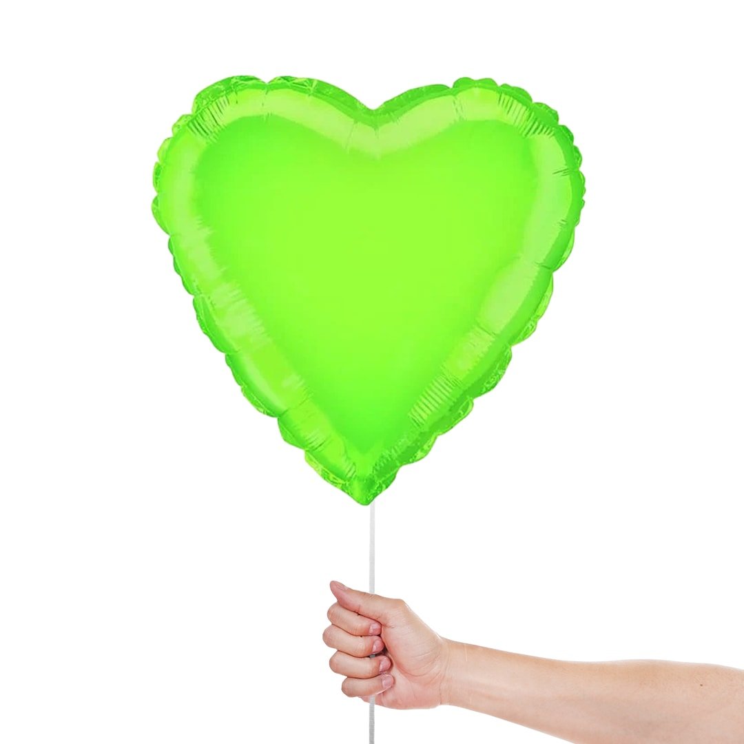 Lime Green Heart Shape Foil Helium Balloon 46cm / 18 in Product Gallery Image