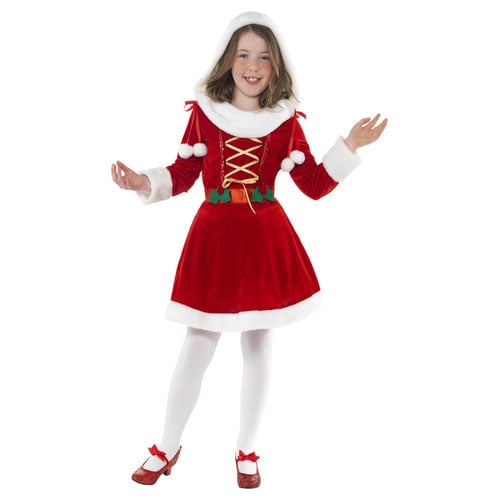Little Miss Santa Claus Holly Girls Christmas Fancy Dress Costume Kids  Large - Age 10-12 | Partyrama