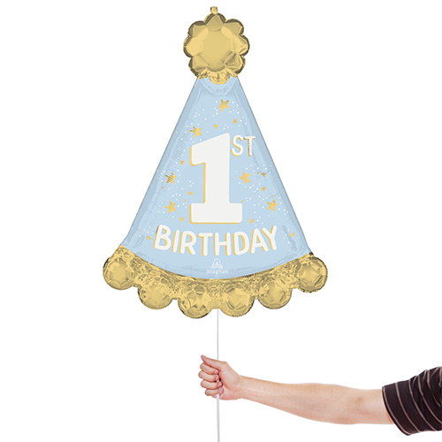 Little Mister 1st Birthday Party Hat Giant Helium Foil Balloon 86cm / 34 in Product Gallery Image