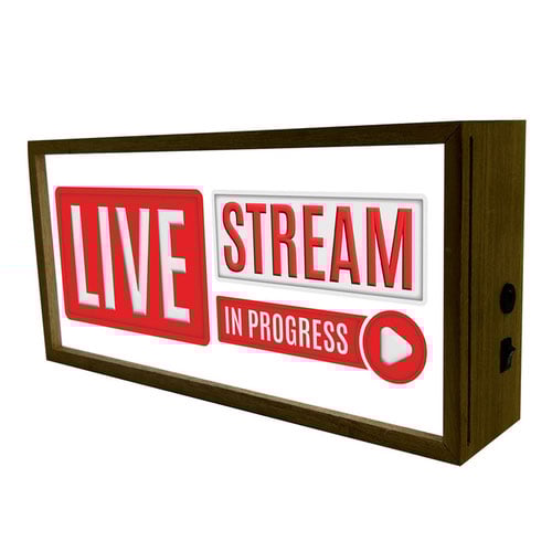 Live Stream In Progress LED Light Box Wood Room Sign Product Gallery Image