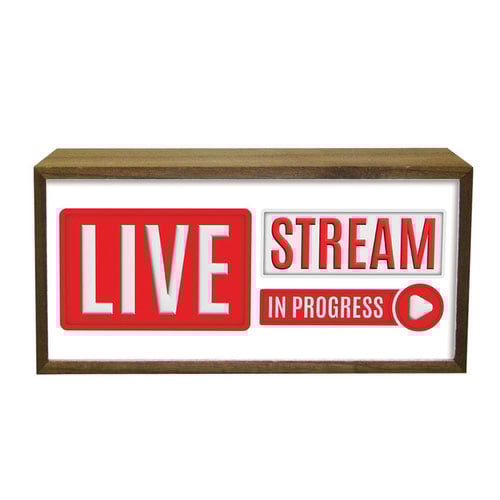 Live Stream In Progress LED Light Box Wood Room Sign Product Gallery Image