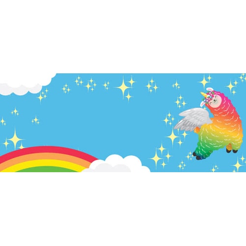 Llamacorn Rainbow And Stars Design Small Personalised Banner - 4ft x 2ft