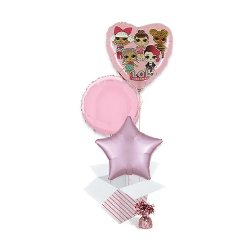 LOL Surprise Pink Foil Helium Balloon Bouquet - 3 Inflated  Balloons In A Box Product Gallery Image